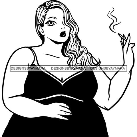 Woman Smoking Pot Joint Blunt Stoned High Life Weed Leaf Marijuana Grass Relax Chill SVG Cutting Files