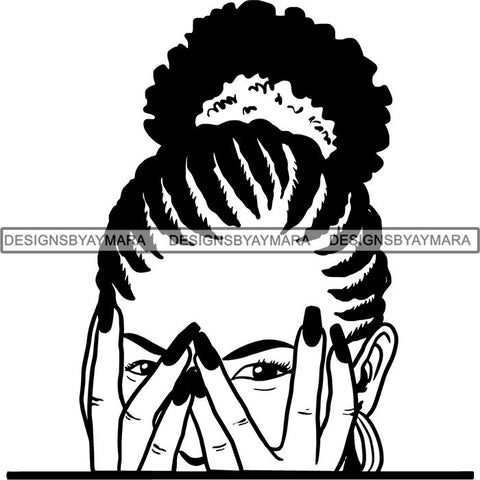 Afro Woman Peeking Peek-a-Boo I see You Melanin Pretty Half Face PNG File For Print Not For Cutting