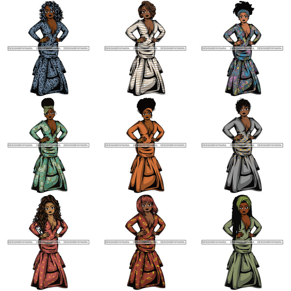 Bundle 9 Afro Lola Boss Fashion Diva Glamour .SVG Cutting Files For Silhouette and Cricut and More!