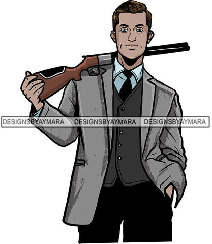 Attractive Caucasian White Man Hunter Hunting Rifle Hipster Model Fashion Male Guy Hombre Masculino Guapo Stylish Close-up Sexy Macho Manly SVG Files For Cutting