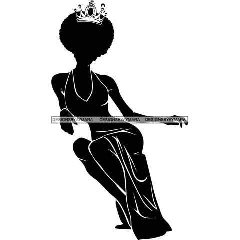 Afro Queen Silhouette SVG African Goddess Cutting Files 1