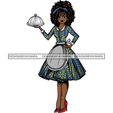 Afro Chef Lola Cooker Cooking Culinary Profession .SVG Clipart Vector Cutting Files For Circuit Silhouette Cricut and More!