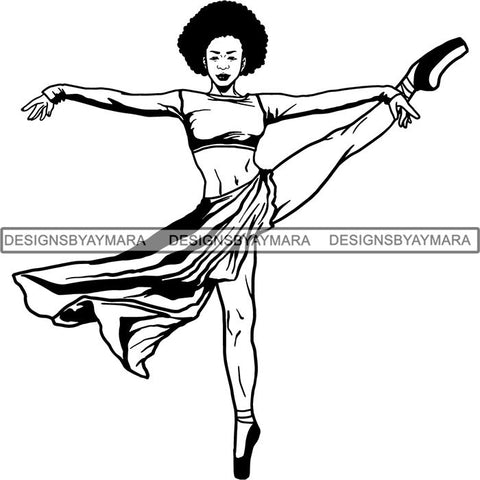 Afro Black Ballerina Woman Ballet Dancer .SVG Cut Files For Silhouette and Cricut