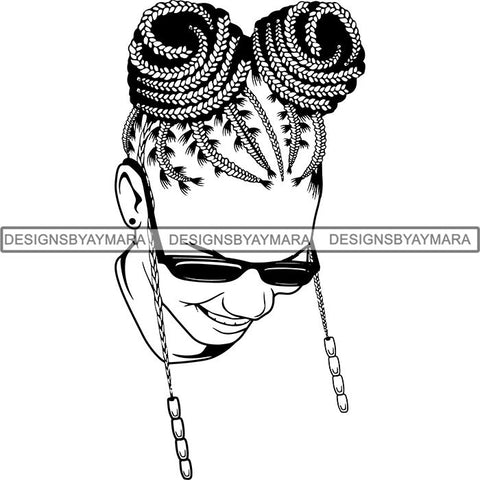 Afro Woman Braids Dreads Dreadlocks Hairstyle SVG Cut Files For Silhouette and Cricut