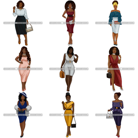 Bundle 9 Fashion Diva Glamour Afro Classy Sexy Lady SVG PNG JPG Vector Files For Cutting and More