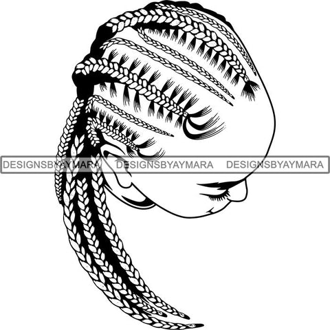 Afro Woman Braids Dreads Dreadlocks Hairstyle SVG Cut Files For Silhouette and Cricut