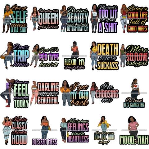 Bundle 20 Fashion Woman Melanin Bad Ass Life Quotes .SVG Cutting Files For Silhouette Cricut and More!