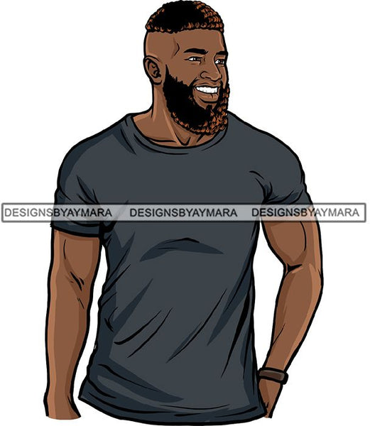 Attractive Black Man Bearded Hipster Model Fashion Male Guy Hombre Masculino Guapo Stylish Close-up Sexy Macho Manly SVG Files For Cutting