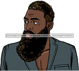 Attractive Black Man Bearded Hipster Model Fashion Male Guy Hombre Masculino Guapo Stylish Close-up Sexy Macho Manly SVG Files For Cutting