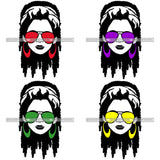 Bundle 4 Afro Lola Boss Lady Dope Diva Glamour Wearing Glasses Accesories .SVG Cut Files