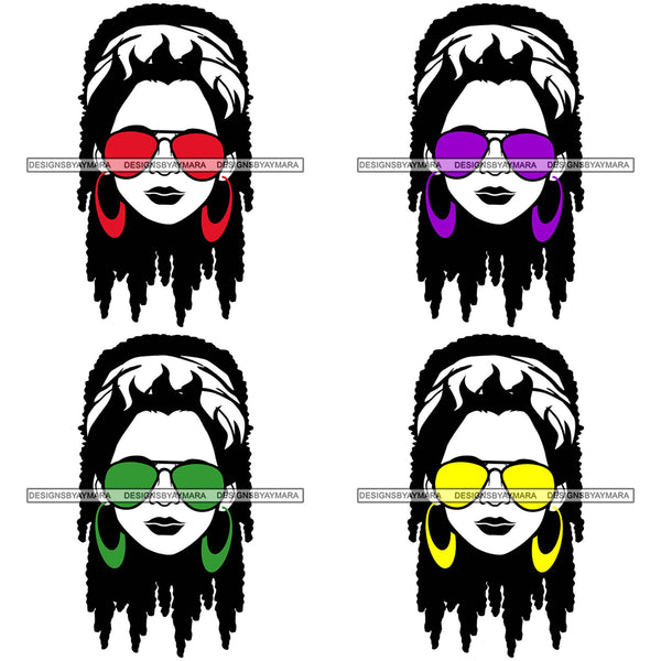 Bundle 4 Afro Lola Boss Lady Dope Diva Glamour Wearing Glasses Accesories .SVG Cut Files