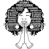 Afro Strong Woman Praying Independent Proud Roots Hair Life Quotes SVG Cutting Files