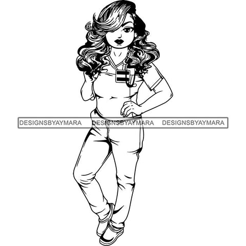 Afro Lola Nurse Medical Occupation SVG Cutting Files For Cricut Silhouette and More