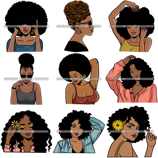 Bundle 9 Afro African American Lady Woman Classy Nubian SVG Cutting Files