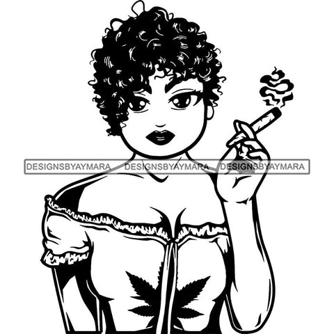 Afro Lola Smoking Pot Weed Joint Blunt Cannabis Marijuana SVG Cutting Files