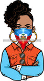 Afro Lola Wearing Face Mask Flags Haiti Country Proud Roots Virus SVG Cutting Files For Silhouette Cricut and More!