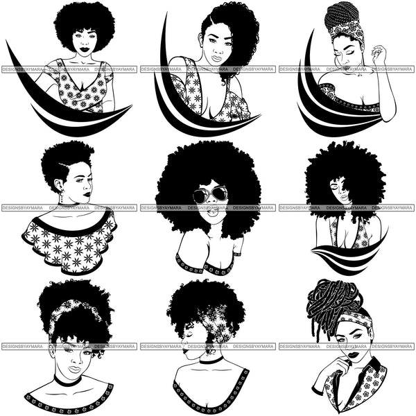 Bundle 9 Afro Woman SVG Cut Files For Silhouette and Cricut