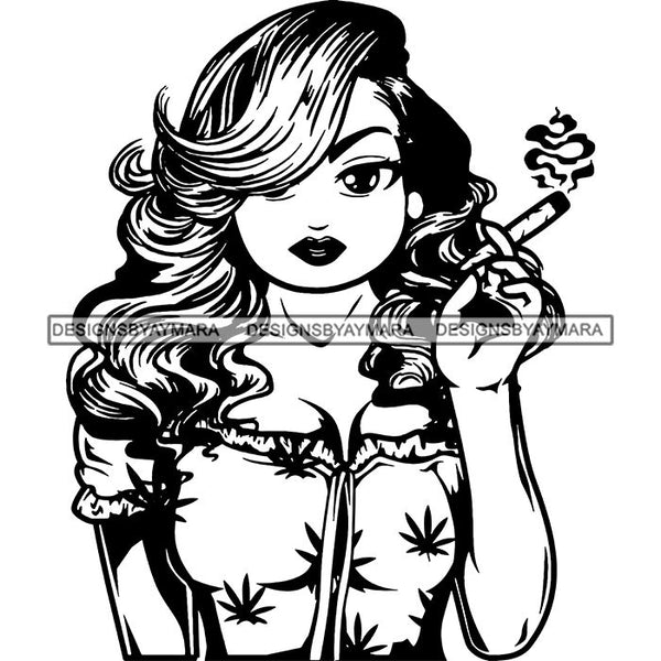 Afro Lola Smoking Pot Weed Joint Blunt Cannabis Marijuana SVG Cutting Files