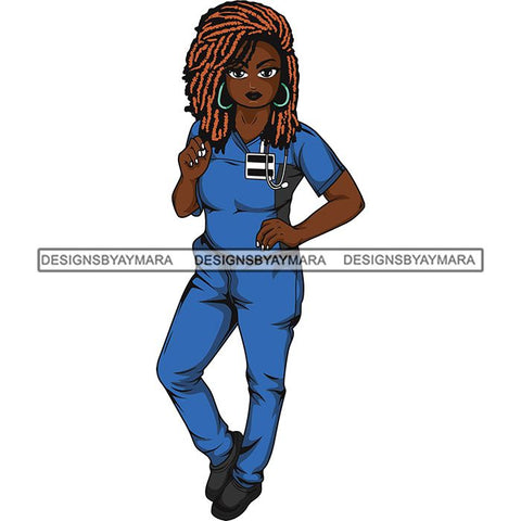 Afro Lola Nurse Medical Occupation SVG Cutting Files For Cricut Silhouette and More