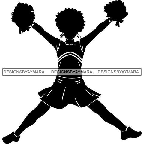 Afro Cheerleader Woman SVG Cutting Files For Silhouette Cricut and More