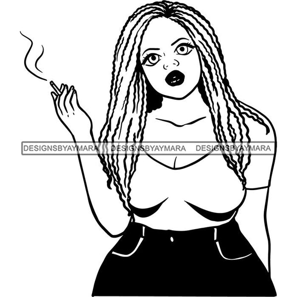 Woman Smoking Pot Joint Blunt Stoned High Life Weed Leaf Marijuana Grass Relax Chill SVG Cutting Files