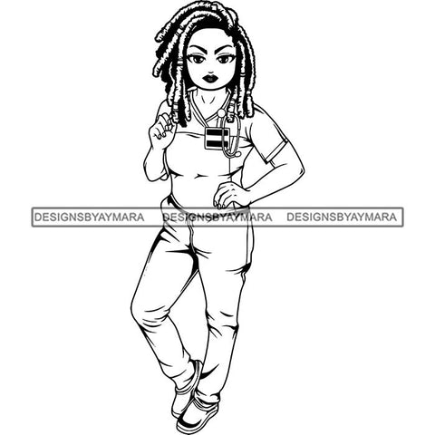 Afro Lola Nurse Medical Occupation SVG Cutting Files For Cricut Silhouette and More