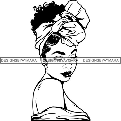 Afro Woman SVG Turban Head Wrap Cutting Files For Silhouette Cricut and More