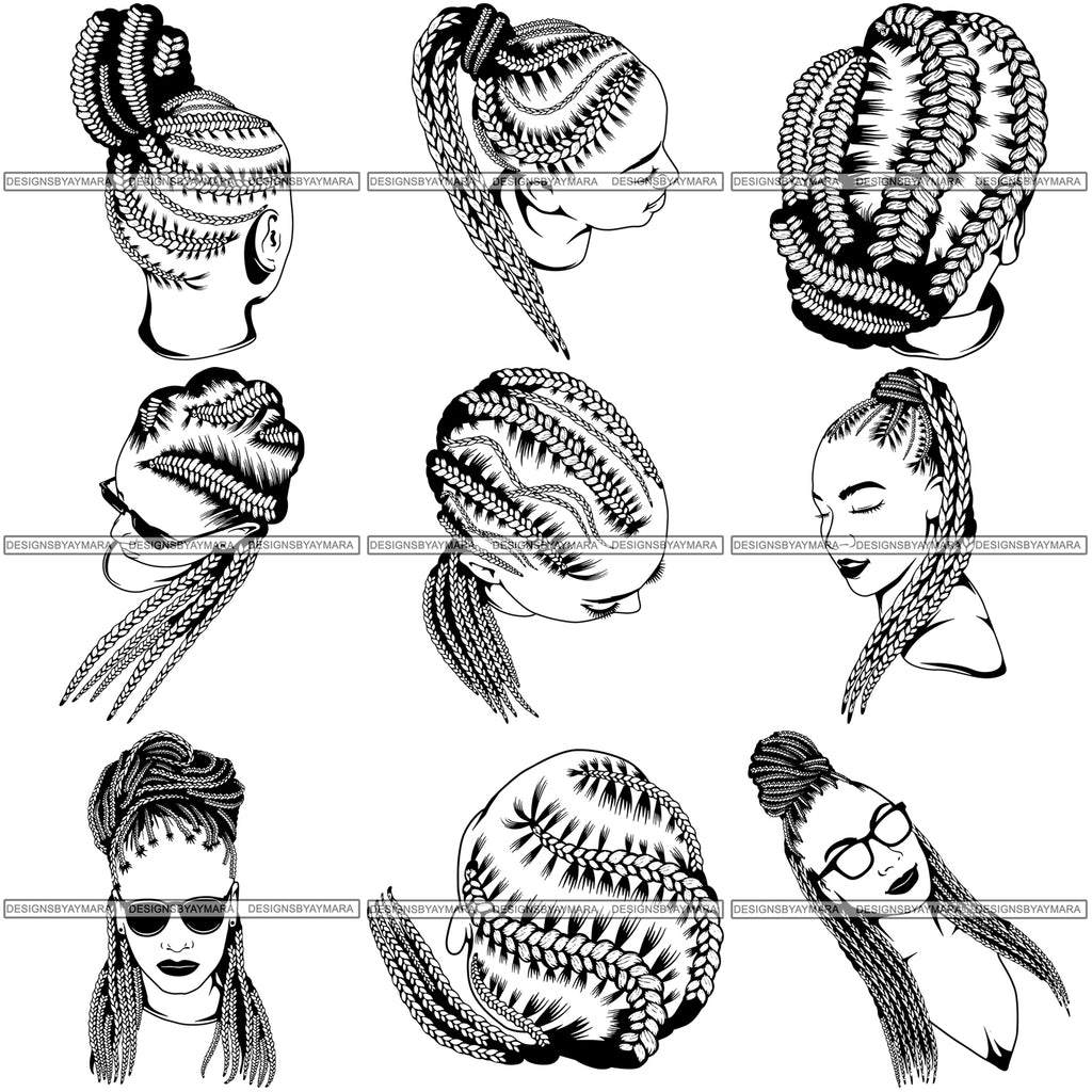 Hair Braided SVG Cut Files Hair Braided Silhouette Braided Svg Braided Hair  Svg Fashion Svg Hair Braided Bundle 