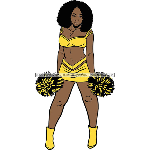 Afro Cheerleader Woman SVG Cutting Files For Silhouette Cricut and More