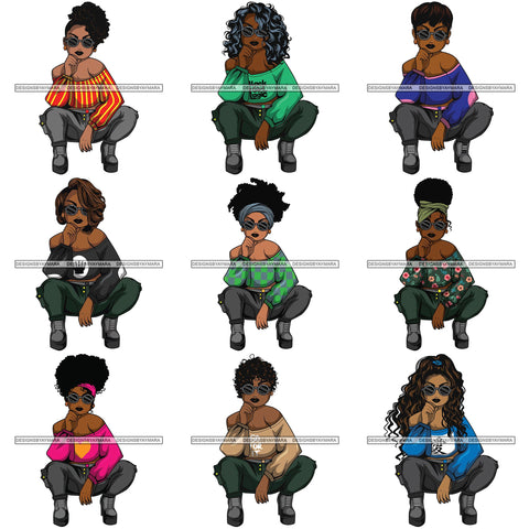 Bundle 9 Afro Lola Boss Lady Diva Style .SVG Cutting Files For Silhouette and Cricut and More!