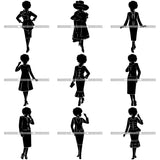 Bundle 9 Afro Classy Church Lady Silhouette Glamour Beautiful Model SVG Files For Cutting and More!