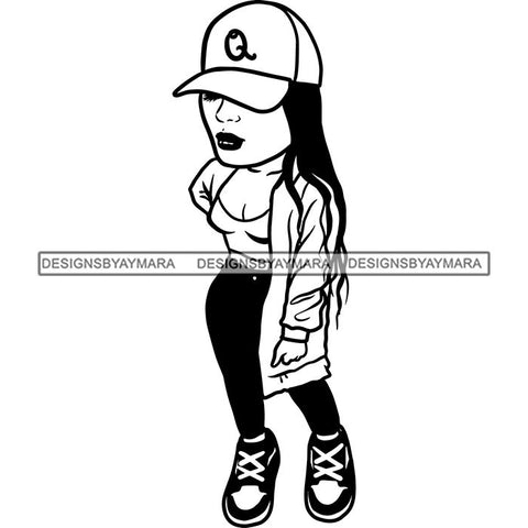 Fashion Woman Model Posing Summer Outfit Vogue Goddess Glamour Trendy Clothing Vector SVG Cutting Files