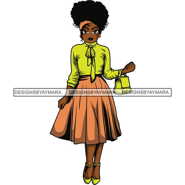 Afro Lola Classy Fashion Girl Fashionable Woman .SVG Clipart Cutting Files For Silhouette and Cricut and More!