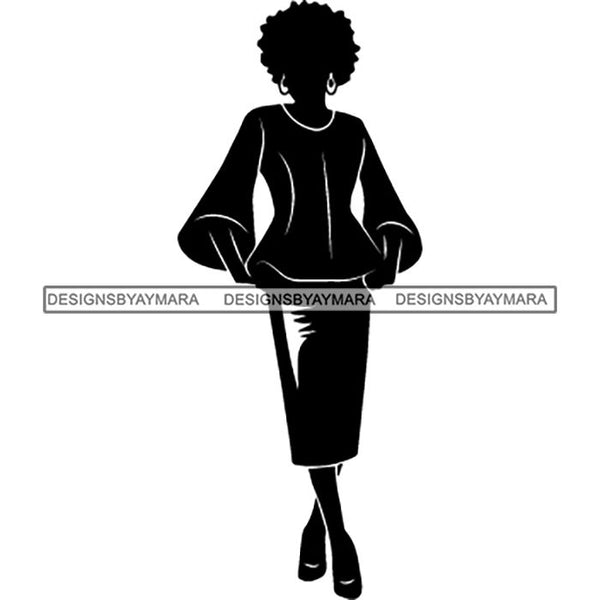 Afro Classy Church Lady Silhouette Glamour Beautiful Model SVG Files For Cutting and More!