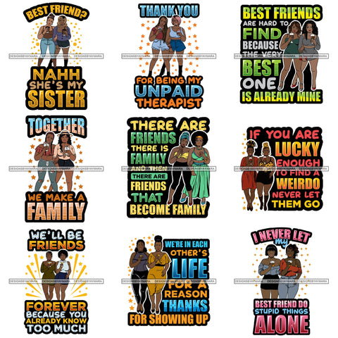 Bundle 9 Best Friends Forever Buddy Sister Girlfriends Quotes SVG Files For Cutting and More!