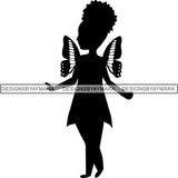 Afro Cute Baby Girl Fairy Wings Fantasy .SVG Cut Files For Silhouette Cricut and More