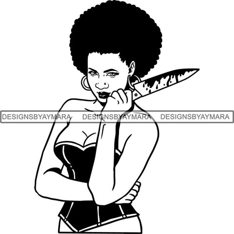 Afro Black Woman Halloween SVG Cutting Files For Silhouette Cricut and More
