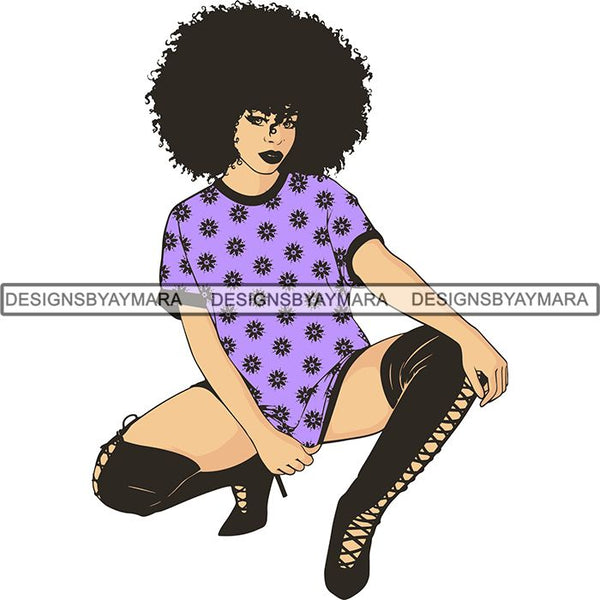 Afro Latin Woman SVG Curly Hairstyle Cutting Files For Silhouette Cricut and More