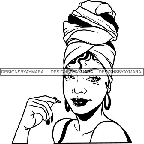 Afro Woman SVG Turban Head Wrap Cutting Files For Silhouette Cricut and More