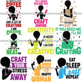 Bundle 9 Afro Craft Lady SVG Cutting Files For Silhouette Cricut and More