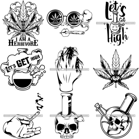 Bundle 9 Marijuana Cannabis Hashish Weed Leaf Grass Dope 420 Hemp Pot Joint Blunt Stoned High Life SVG Cutting Files