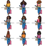 Bundle 9 Lola Afro Beautiful Black Proud Woman Traveling .SVG Cutting Files For Silhouette and Cricut and More!