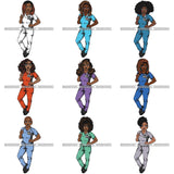 Bundle 9 Afro Lola Nurse Medical Occupation SVG Cutting Files For Cricut Silhouette and More