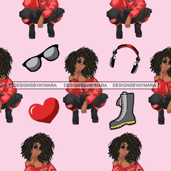 Fashion Lady Seamless Pattern Abstract Decorative Background Vector Designs SVG Files For Cutting and More!