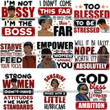 Bundle 9 Strong Successful Afro Woman Quotes .SVG Cutting Files For Silhouette Cricut and More