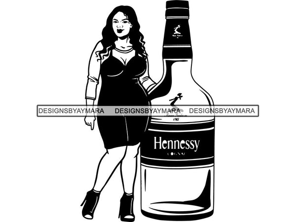 Whiskey Goddess Black Woman Sexy Melanin Nubian Liqueur Beverage Alcohol SVG Cut Files For Silhouette and Cricut