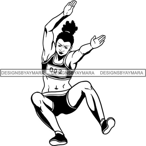 Afro Black Woman Runner Athletic Sport .SVG Cutting File For Silhouette and Cricut