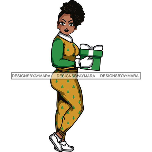 Afro Lola Christmas Winter Pajamas Gift .SVG Cutting Files For Silhouette and Cricut and More!