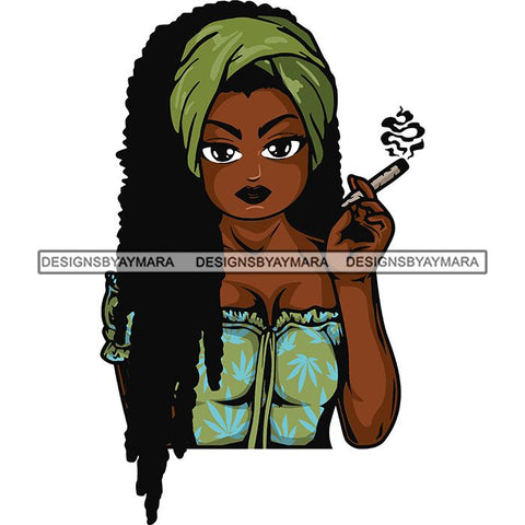 Afro Lola Smoking Pot Weed Joint Blunt Cannabis Marijuana SVG Cutting Files