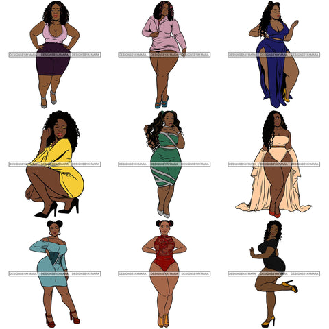 Bundle 9 BBW Thick Thigh Woman Sassy Exotic Curvy Big Bone Goddess .SVG Cutting Files For Silhouette and Cricut and More!